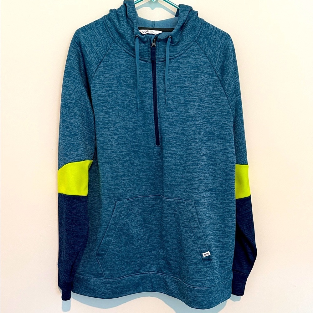 DSG Blue Quarter Zip Fleece Hoodie with Kangaroo Pocket Size XXL